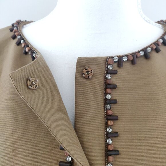 Authentic Alberta Ferretti Silk-Cotton Embellished Blazer-BNWT Sz2 80s 9… - Picture 3 of 11